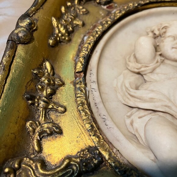 Antique Edward William Wyon marble relief plaque The Calmady Children - Picture 4 of 7